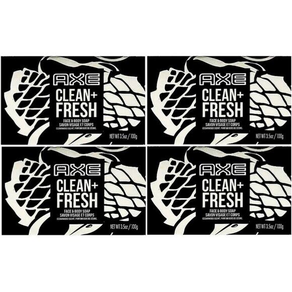 AXE 4Pk of Clean & Fresh Face/Body Soap Cedarwood Scent 4 (3.7Oz) Bars - Picture 2 of 4